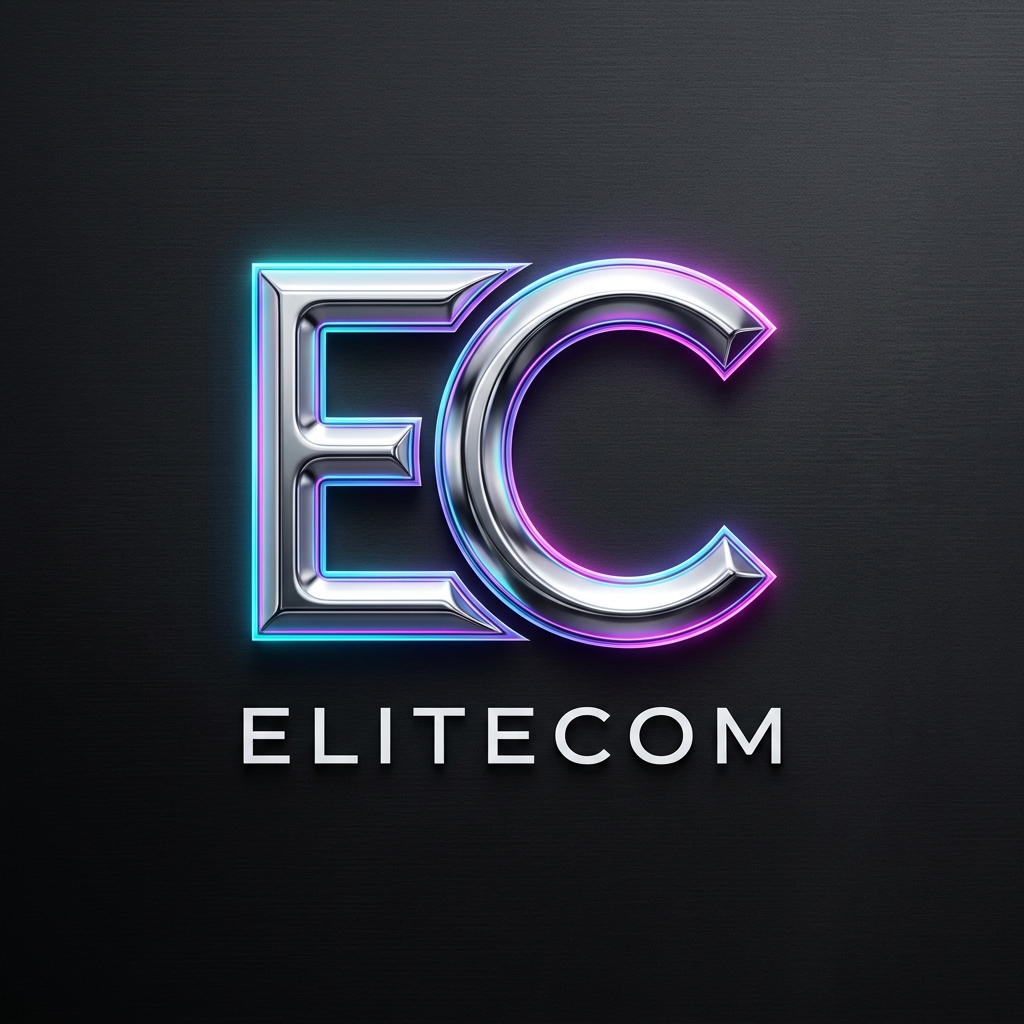 Futuristic Liquid Chrome & Holographic Neon 'EC'